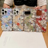 Fashionable Handmade Girl Diamond Back Case For iPhone  17 AIR 16 15 Plus 14 13 12 Mini 11 Xr Xs Max 7 8 Se Shiny Diamond Shock Proof Cover