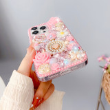 Luxury Diamond Perfume Bottle Phone Case For iPhone 17 AIR 16 15 14 Pro Max 13 12 11 X XR XS 8 Plus Rose Flowers Rhinestone Crystal Cover