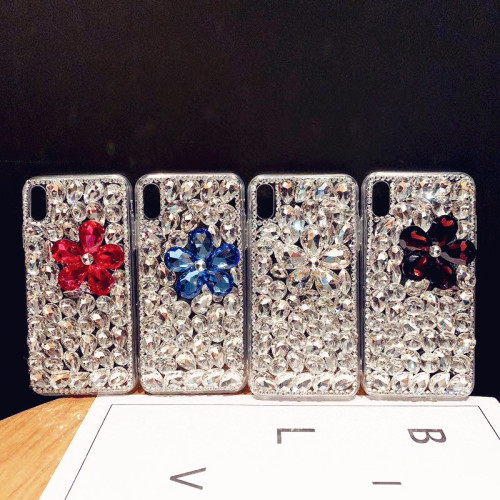 Luxury Bling Colorful Diamond Flower Phone Cover For iPhone 15 14 Pro Max 13 12 11 X XR XS 8 Plus Rhinestone Crystal Clear Case