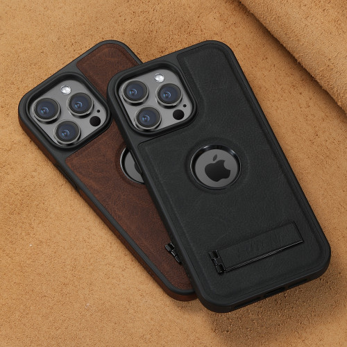 Magsafe Invisible Bracket Cover For iPhone 12 13 14 15 16 ProMax Magnetic Leather Phone Case For IPhone 13 12 14 15 Pro Max 15 Plus
