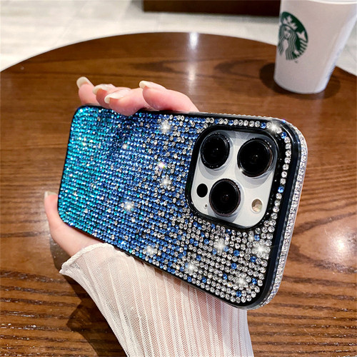 Luxury Bling Glitter Diamond Gradient Rhinestones Phone Case For iPhone 15 14 Pro Max 13 12 11 X XR XS 7 8 Plus Shockproof Cover