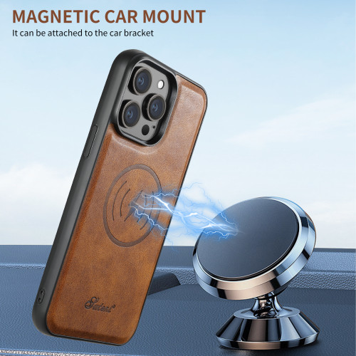 Magnetic Leather Phone Case For IPhone 13 12 14 15 Pro Max 15Plus Magsafe Wireless Charging Cover For Samsung S22 S23 Ultra Plus