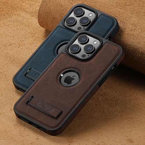 Magsafe Invisible Bracket Cover For iPhone 12 13 14 15 16 ProMax Magnetic Leather Phone Case For IPhone 13 12 14 15 Pro Max 15 Plus