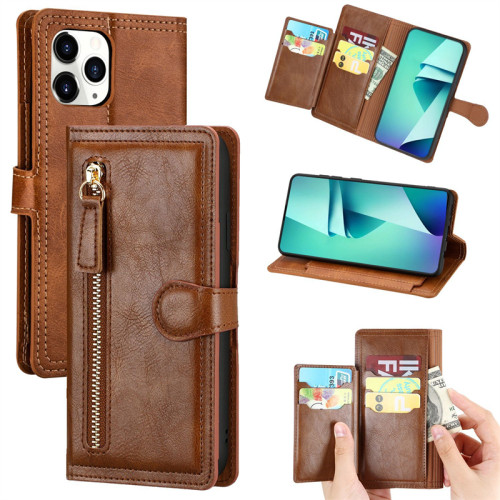 Luxury Zipper Leather Case For iPhone 16 15 Pro Max 14 13 12 11 Pro Max 15 Plus 13 Pro Wallet Card Slots Holder Flip Cover Case