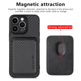 Magnetic Card Pocket For Magasfe Wallet Case For iPhone 17 Air 16  15 14 Plus 13 12 Mini 11 Pro Max X XS XR Carbon Fiber Pattern Back Cover