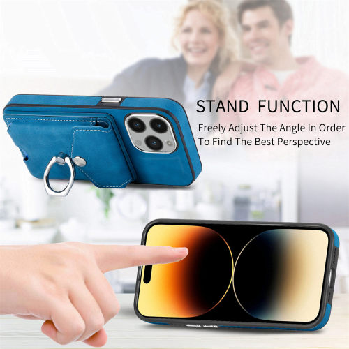 Luxury Card Pocket Leather Wallet Case For iPhone 15 Pro Max 14 13 12 11 Pro XS Max X XR 7 8 Plus SE Shockproof Cover With Ring