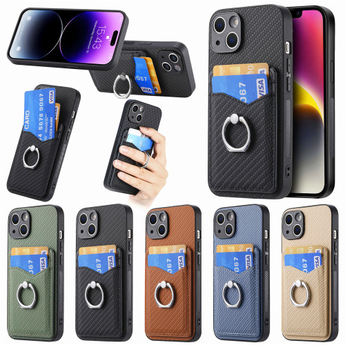 Card Slot Wallet Phone Case For iPhone 11 12 13 Mini 14 Plus 15 Pro Max X XS XR 6 6S 7 8 Plus Ring Holder Stand Shockproof Cover