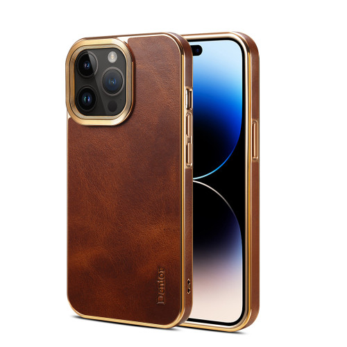 Oil Wax Leather Phone Case for iPhone 15 Pro Max 14 13 12 Pro Max 15 Plus 13 Pro TPU Genuine Cowhide Plating Phone Cover