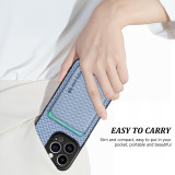 Magnetic Card Pocket For Magasfe Wallet Case For iPhone 17 Air 16  15 14 Plus 13 12 Mini 11 Pro Max X XS XR Carbon Fiber Pattern Back Cover
