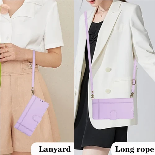 Crossbody Leather Wallet Case for Samsung Galaxy A55 A35 A25 A15 A54 A34 A24 A14 A53 A33 A23 A13 A52 A32 With Mirror Lanyard Bag