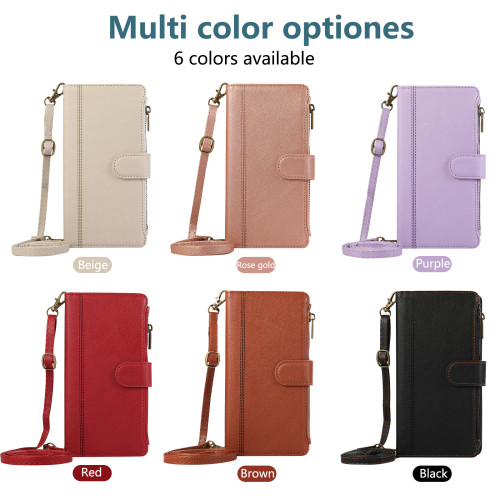 Crossbody Cards Solt Wallet Leather Case For iPhone 16 15 Pro Max 14 Plus 13 12 11 XS XR 7 8P 6G 6P 6SP Se 2022 Strap Lanyard Stand Flip Cover