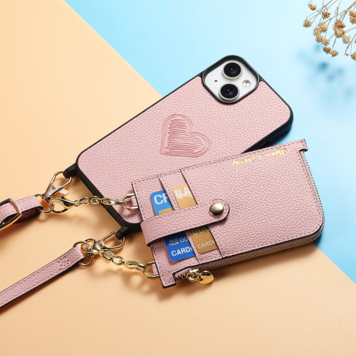 2 in 1 Detachable Crossbody Cards Solt Wallet Leather Case For iPhone 15 Pro Max 14 Plus 13 12 11 Pocket Bag Long Lanyard Cover