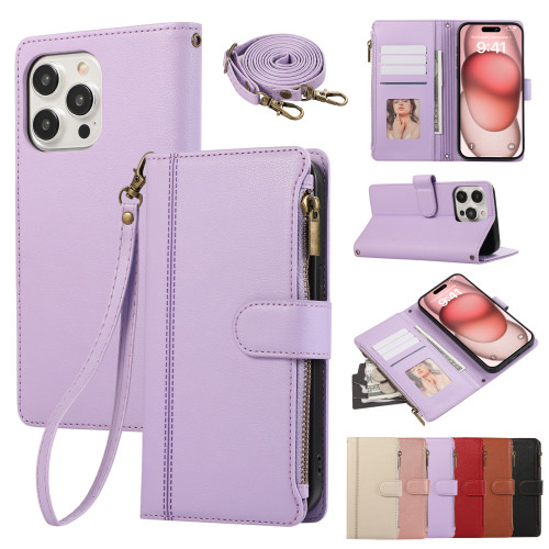 Crossbody Cards Solt Wallet Leather Case For iPhone 16 15 Pro Max 14 Plus 13 12 11 XS XR 7 8P 6G 6P 6SP Se 2022 Strap Lanyard Stand Flip Cover