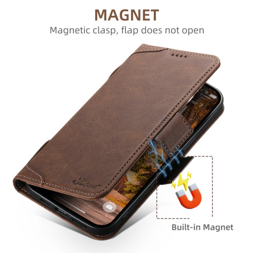 Magnetic Leather Card Holder Clamshell Phone Case For iPhone 12 13 14 15 Pro Max Plus Wallet Cover For Magsafe Wireless Charging