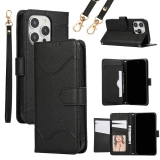 Wrist Strap Crossbody Phone Case for IPhone  17 Air 16 13 12 Mini 15 14 11 Pro Max XS X XR 7 8 Plus Wallet with Card Holder Leather Cover