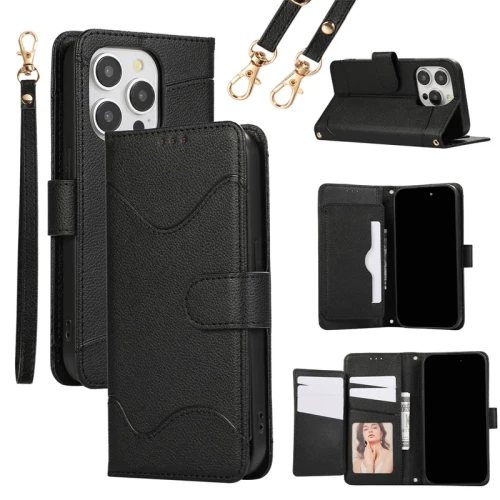 Wrist Strap Crossbody Phone Case for IPhone 13 12 Mini 15 14 11 Pro Max XS X XR 7 8 Plus Wallet with Card Holder Leather Cover