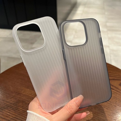 Luxury Corrugated Pattern Matte Phone Case For iPhone 15 14 13 Pro Max Plus Slim Frosted Shockproof Cases Clear Hard Back Cover