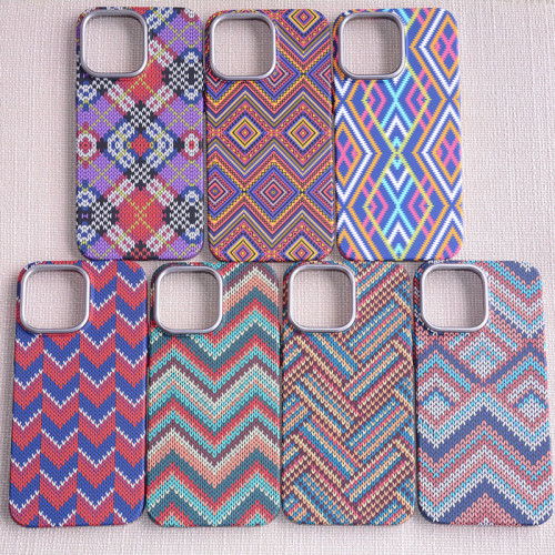 For iPhone 14 13 15 Pro Max Magnetic Wireless Charge For Magsafe Case Bohemia Patterned woven Hard pc+Metal Back Case Slim Cover