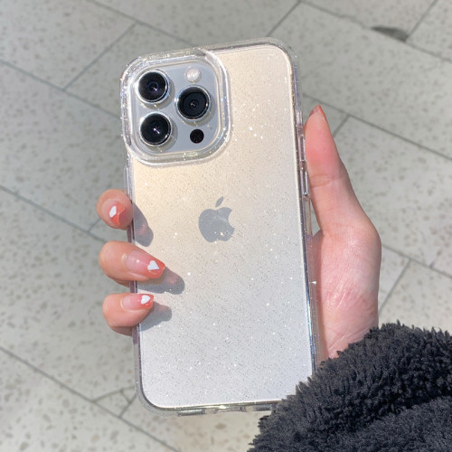 Luxury Glitter Bumper Bling Clear Case For iPhone 16 15 14 13 12 11 Pro Max Mini XS Max XR 14 7 8 Plus Silicone Acrylic Cover funda