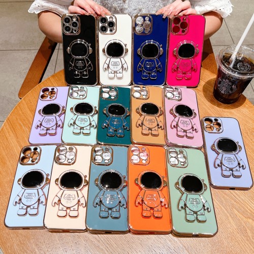Luxury Astronaut Electroplated Case For iPhone 11 12 13 14 15 Pro Max Kickstand Candy Cases Cover