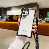 Four Corners Strap Case For Samsung Galaxy A54 A55 S22 S24 Ultra S23 Plus S24Ultra Crossbody Cord Lanyard Shockproof Clear Cover