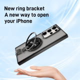 Magnetic Transparent Matte Shockproof TPU+PC 360°Rotating Ring Phone Case for Samsung Galaxy S24 S23 S22 Ultra Plus 5G