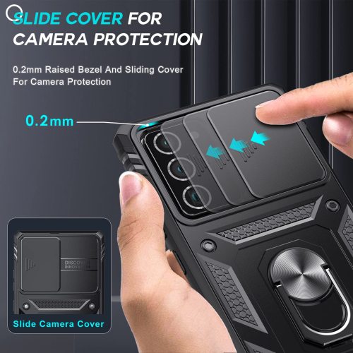 Slide Camera Phone Case For Samsung S24 S23 S22 Ultra S20 FE A22 A52 A73 A53 A33 A13 5G Full Body Rugged Protective Stand Case