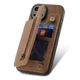 Zipper Cards Solt Wallet Leather Case For iPhone 17 AIR 16  15 Pro Max 14 Plus 13 12 11 XS XR Se 2022 Pocket Magnetic Double Buckle Cover
