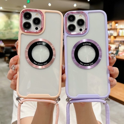 Magnetic Strap Case For iPhone 16 15 14 13 12 11 Pro Max X XS XR 7 8 Plus Transparent Crossbody Lanyard Wireless Charging Cover