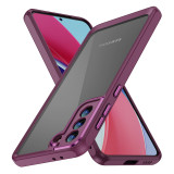 Metal Button Armor Shockproof Case For Samsung Galaxy S24 S23 Ultra Plus S21 5G Camera Lens Protection Transparent Back Case