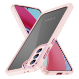 Metal Button Armor Shockproof Case For Samsung Galaxy S24 S23 Ultra Plus S21 5G Camera Lens Protection Transparent Back Case