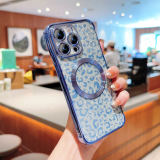 Glitter Leopard Shockproof Soft Case for iPhone  17 Air 16 15 14 13 12 11 Pro Max Magsafe Magnetic Wireless Charging Plating Clear Cover