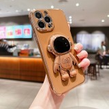 Luxury Astronaut Electroplated Case For iPhone 17 Air 16 11 12 13 14 15 Pro Max Kickstand Candy Cases Cover