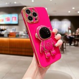 Luxury Astronaut Electroplated Case For iPhone 17 Air 16 11 12 13 14 15 Pro Max Kickstand Candy Cases Cover