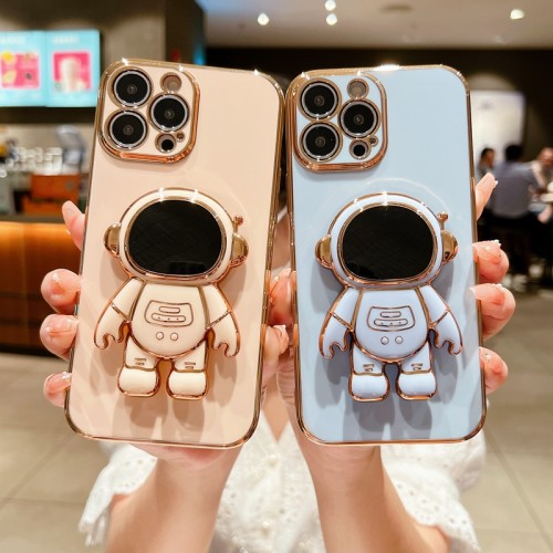Luxury Astronaut Electroplated Case For iPhone 11 12 13 14 15 Pro Max Kickstand Candy Cases Cover