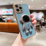 Luxury Astronaut Electroplated Case For iPhone 17 Air 16 11 12 13 14 15 Pro Max Kickstand Candy Cases Cover