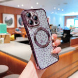 Glitter Leopard Shockproof Soft Case for iPhone  17 Air 16 15 14 13 12 11 Pro Max Magsafe Magnetic Wireless Charging Plating Clear Cover