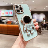 Luxury Astronaut Electroplated Case For iPhone 17 Air 16 11 12 13 14 15 Pro Max Kickstand Candy Cases Cover