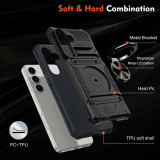 For Samsung Galaxy S24 Ultra Plus + A35 A25 A15 5G A14 4G Wallet Phone Case with Ring Kickstand Card Slot Holder PC+ TPU Cover