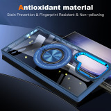 For Magsafe 360 ° Rotating Car Holder Ring Transparent Shockproof Phone Case For Samsung S24 S23 Ultra Plus FE Bumper Back Cover