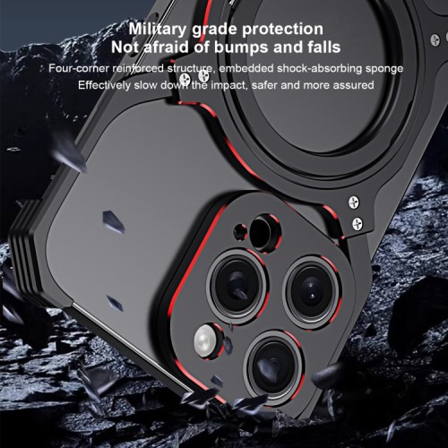 Mechanical Arm Borderless Holder Metal Phone Case for iPhone 15 14 13 Pro Max