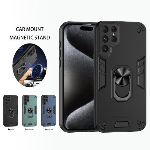 Magnetic Shockproof Armor Phone Stand Holder Cover for Samsung Galaxy S24 S23FE Ultra Plus F34 F23 F14 2023 F13 F12 5G Cases