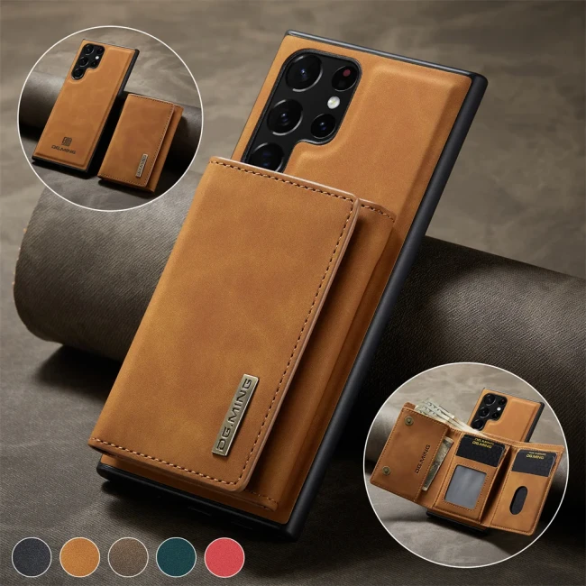 2 In 1 Magnetic Case For Samsung Galaxy S24 S23 S22 S21 Ultra Note 20 A54 A34 A14 A24 5G Wallet Leather Card Holder Pocket Cover