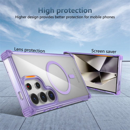 Transparent Magnetic Phone Case for Samsung Galaxy S23 FE S24 S22 Plus Note 20 Ultra Plastic Hard Shell Shockproof Clear Cover