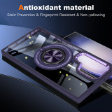 For Magsafe 360 ° Rotating Car Holder Ring Transparent Shockproof Phone Case For Samsung S24 S23 Ultra Plus FE Bumper Back Cover