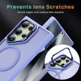 Lens Metal Ring Stand Phone Case for Samsung Galaxy S24 Ultra S24 Plus S24 Fall-Proof Frosted Magnetic Protective Back Cover