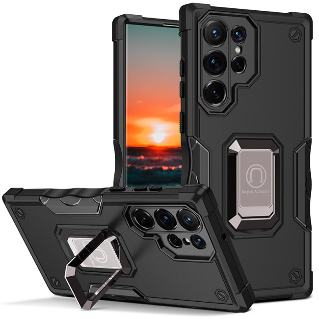 Luxury Shockproof Armor Ring Stand Car Holder Case For Samsung Galaxy S25 S20 S21 S22 S23 S24 Plus Ultra FE Cover
