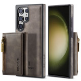 2 IN 1 Case For Samsung Galaxy S24 S23 Ultra Plus FE Wireless Charger Magsafe Wallet Lather Card Pocket Magnetic Kickstand Case