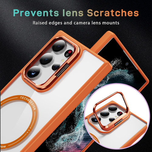 Flip Lens Protection Stand Phone Case for Samsung Galaxy S24 Ultra S24 Plus S24 Shockproof Fall-Proof Magnetic Clear Cover