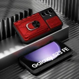 Case For Samsung Galaxy S24 S23 S22 S21 Ultra Plus S20 FE A55 A35 A15 A54 A34 4G 5G Slide Camera Card Holder 360° Ring Cover